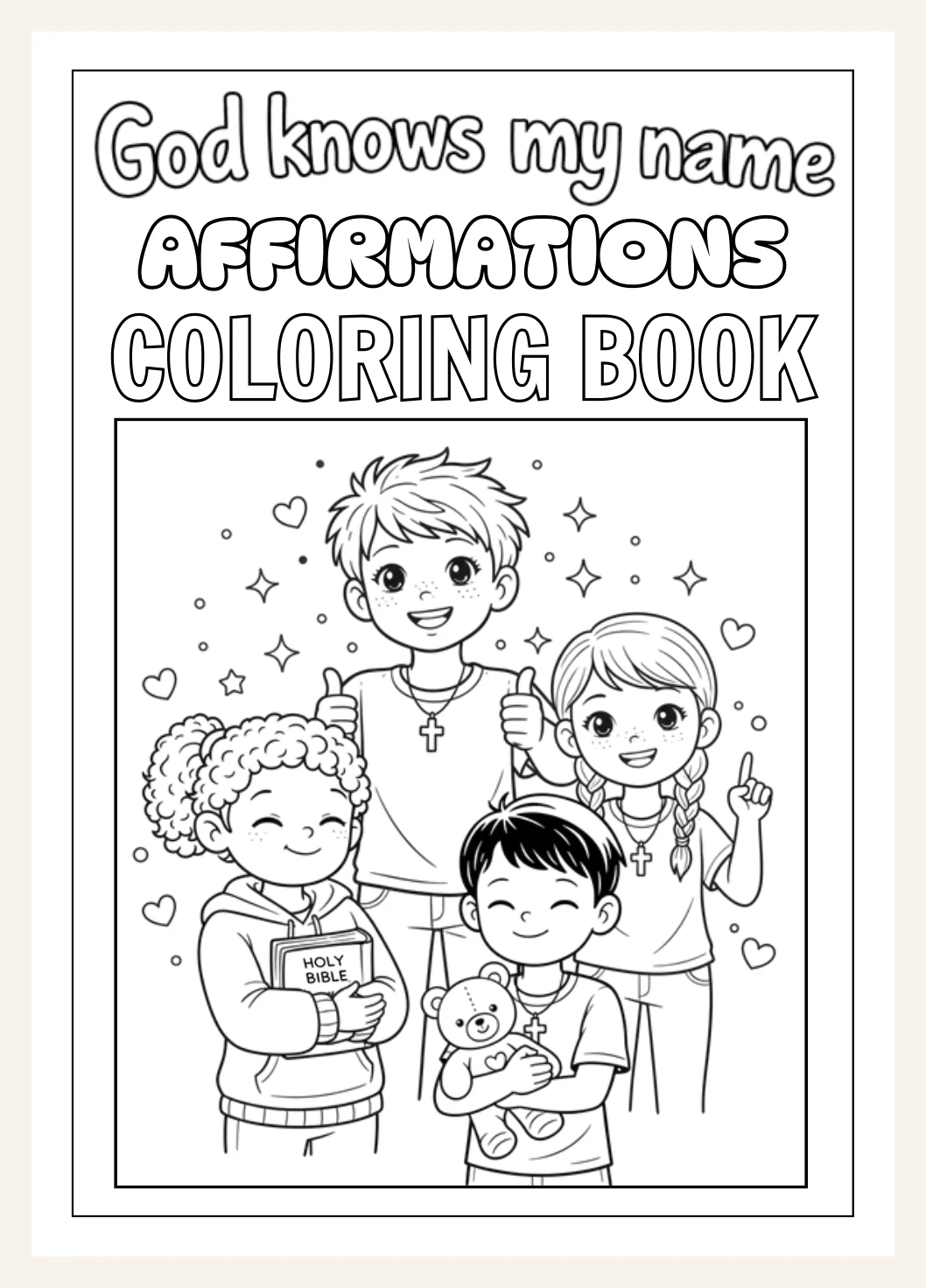 Bible Verse Affirmation Coloring Book for Kids | God Knows My Name (48 Pages) — Preview page 1